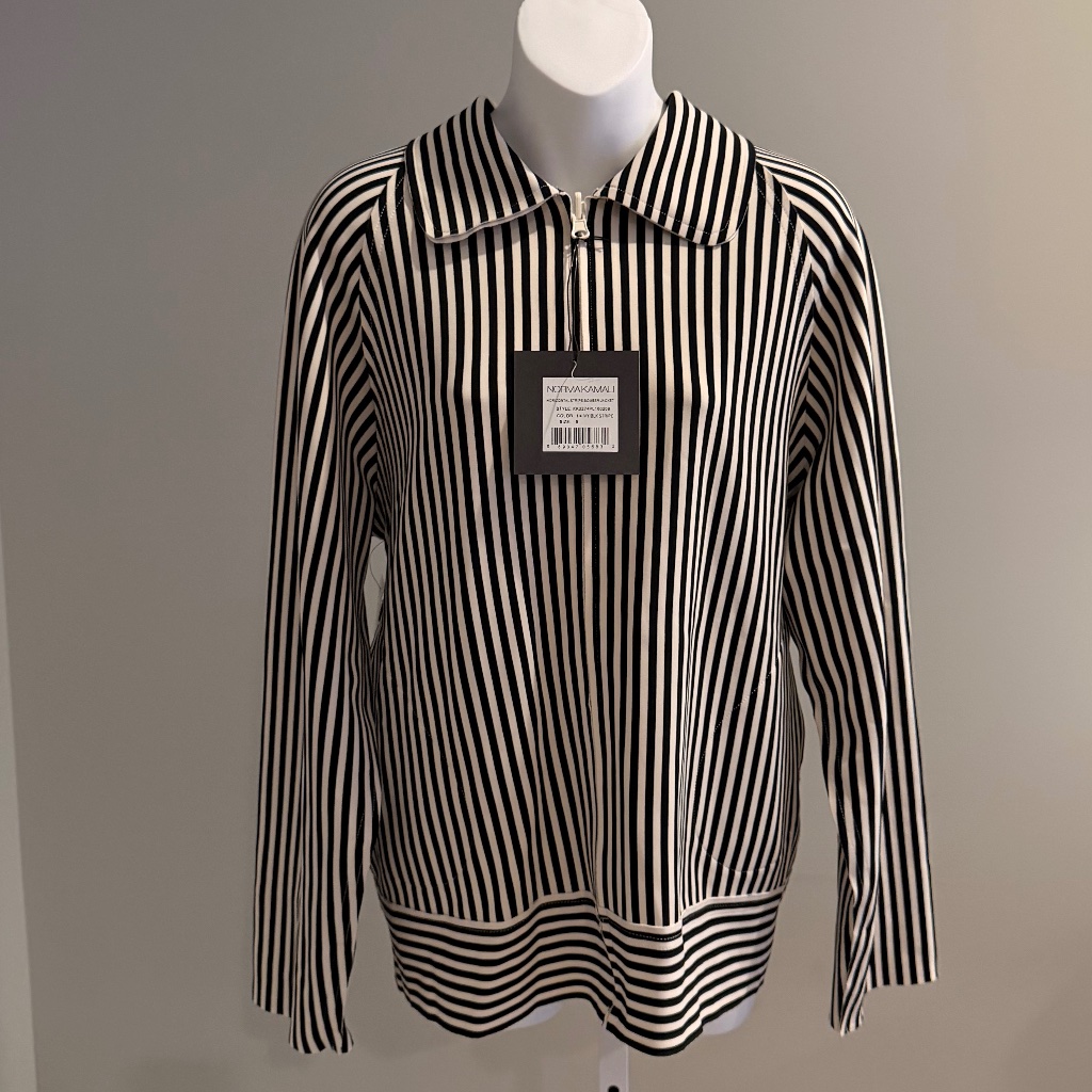 Norma Kamali Chic Silky Smooth Striped Oversized Jacket Sz S Nwt $345!!